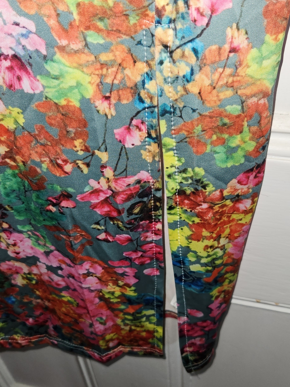 Sexy Multicolor Floral Slip Midi Dress with Ruffled Straps XL - Picture 5 of 6